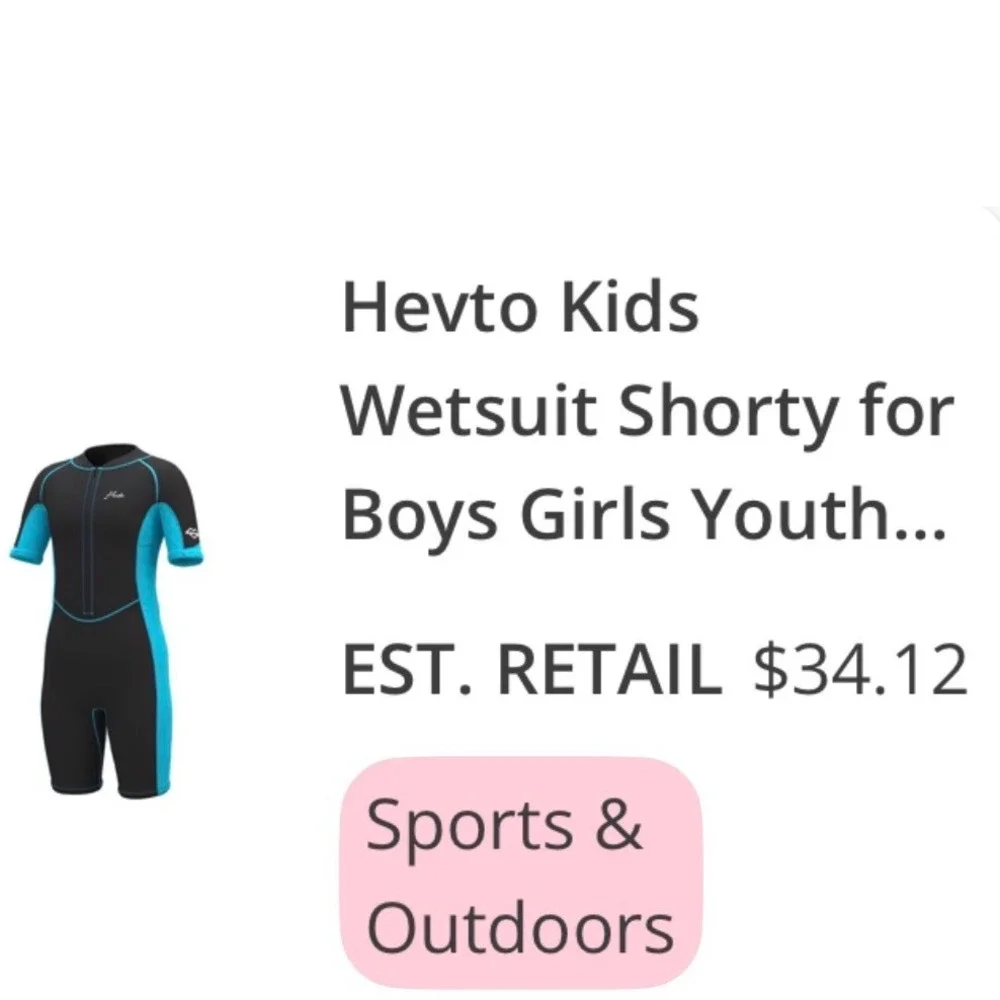 Hevto Kids Shorty Wetsuit Black‎ Blue 2mm Neoprene Front Zip Swim Suit Size 3